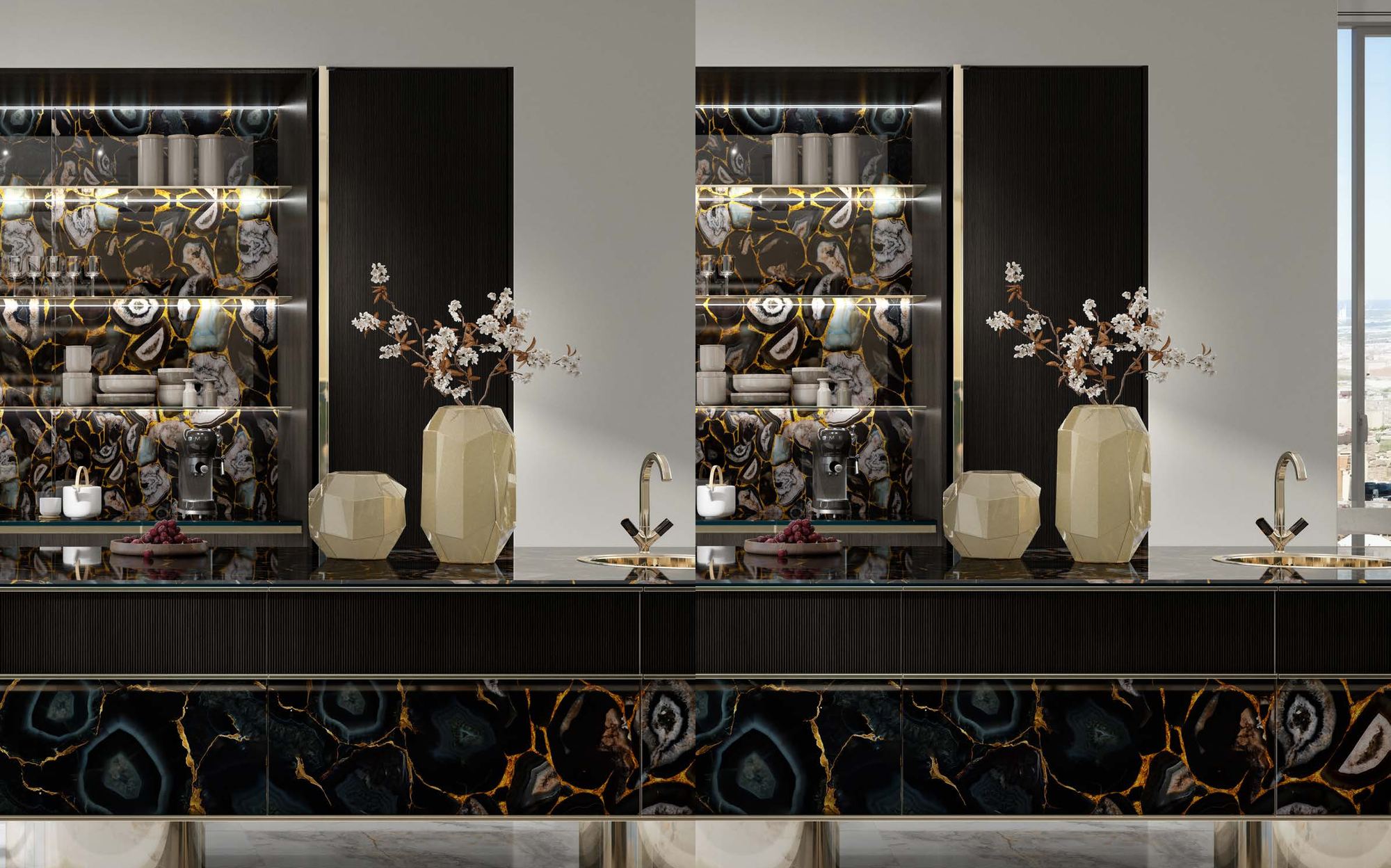 Sicis Rialto Kitchen кухня с островом из чёрного агата Sicis Rialto Kitchen кухня с островом из чёрного агата – итальянская кухня люкс