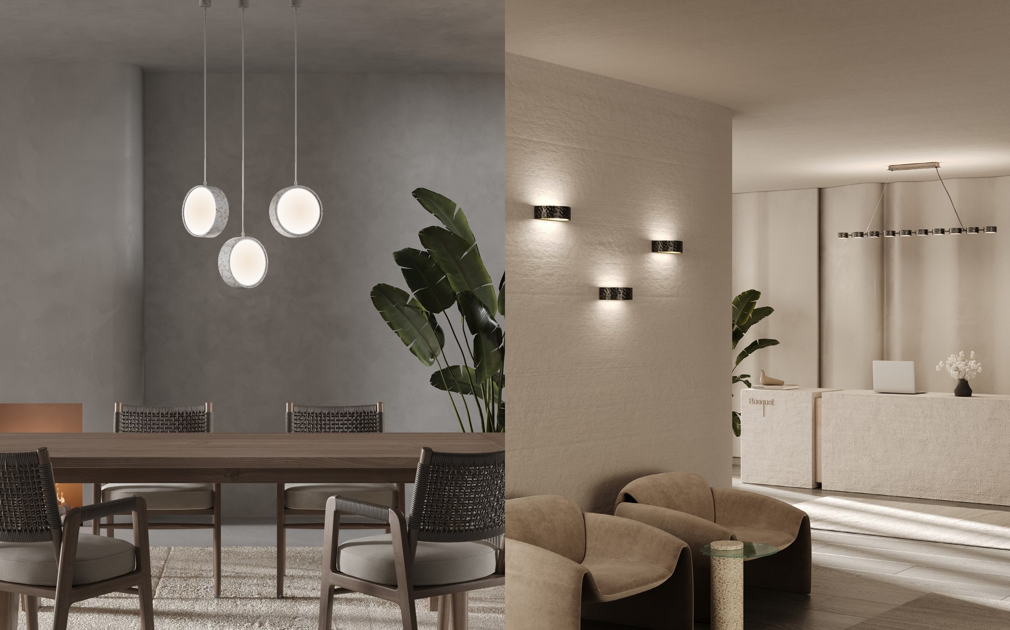 Stillux Limelight pendant lamps over dining table and wall sconces Stillux Limelight pendant lamps over dining table and wall sconces – Italian luxury lighting