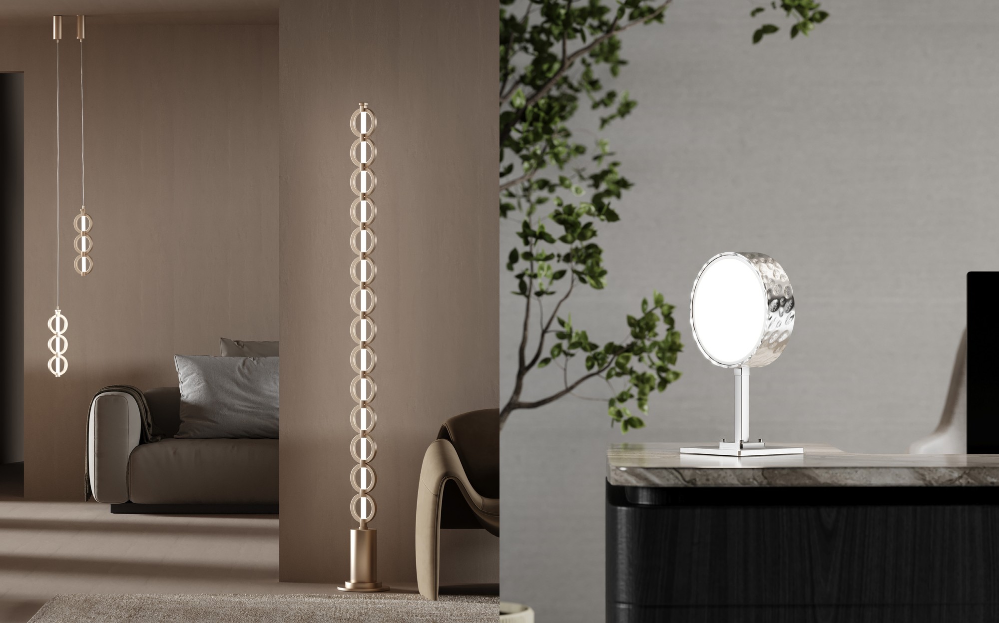 Stillux Limelight floor lamp in lounge and table lamp Stillux Limelight floor lamp in lounge and table lamp – Italian luxury lighting