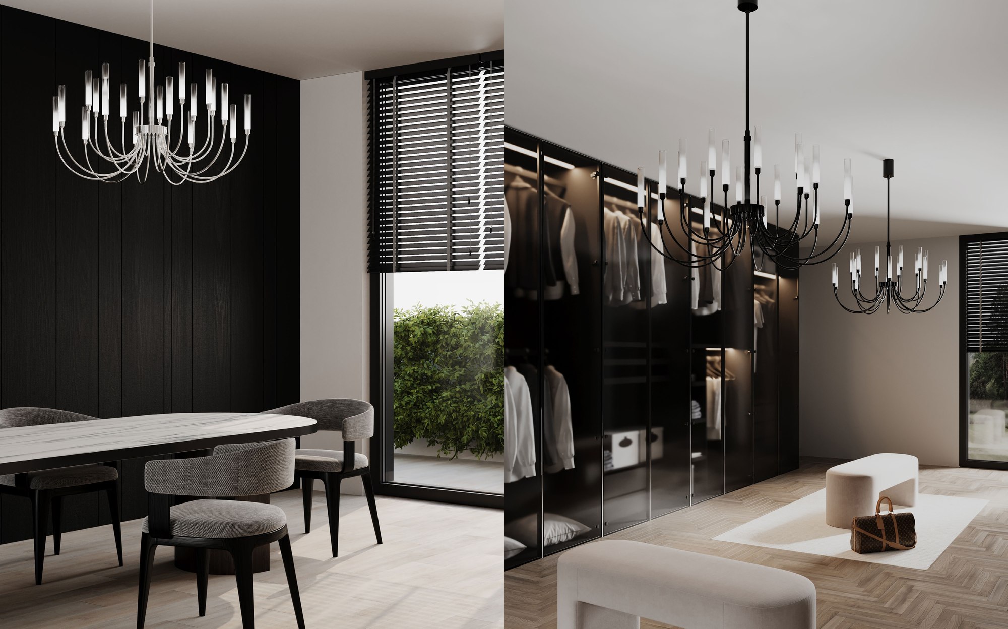 Stillux The Gallery candle chandeliers in dining and dressing room Stillux The Gallery candle chandeliers in dining and dressing room – Italian luxury lighting