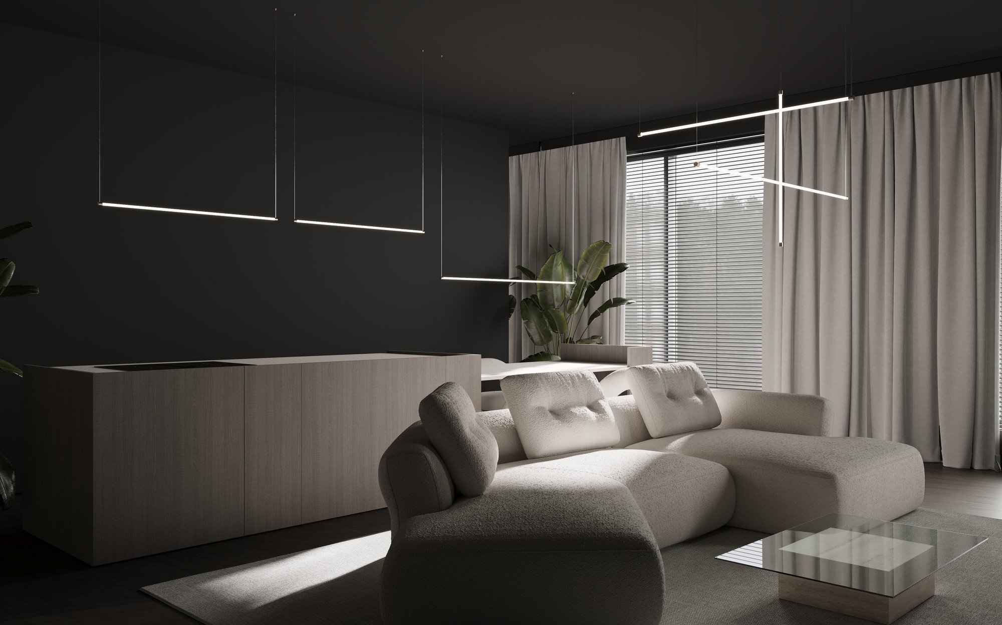 Stillux The Line linear light lines over living room sofa Stillux The Line linear light lines over living room sofa – Italian luxury lighting
