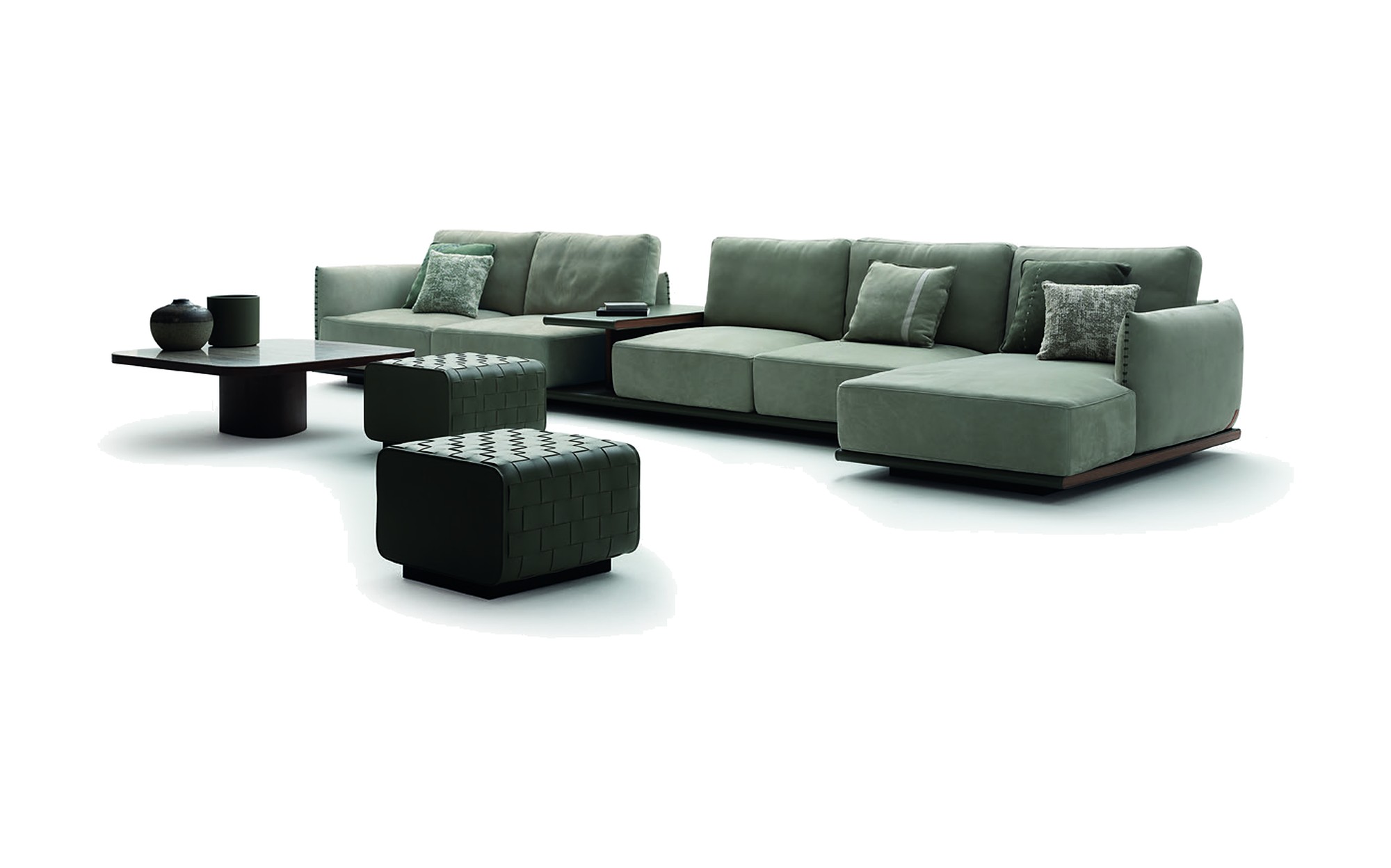 Ulivi Salotti Emotive Zigly M sectional sofa with coffee tables and pouf Ulivi Salotti Emotive Zigly M sectional sofa with coffee tables and pouf – Italian luxury furniture