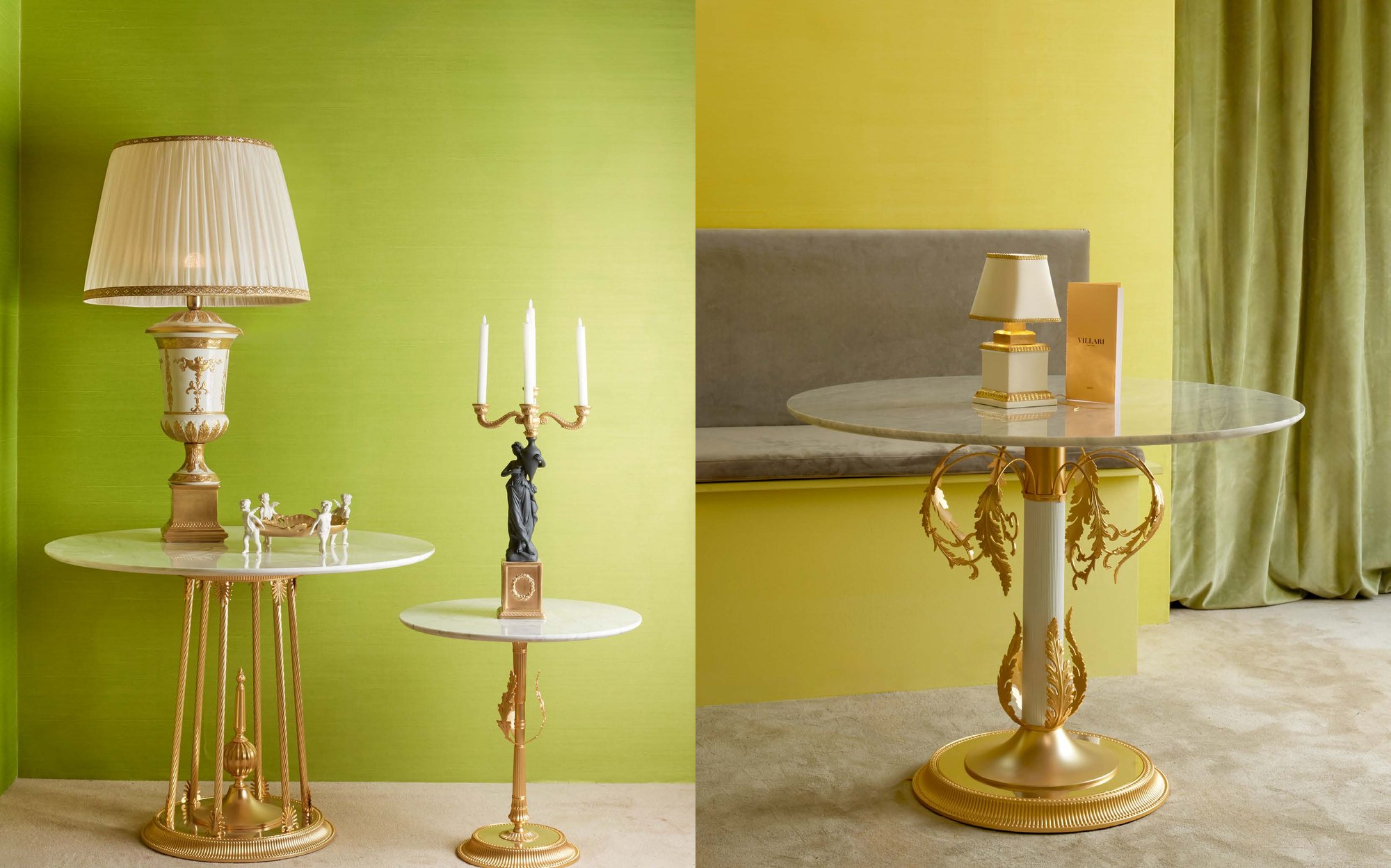 Villari Grande Impero table lamp, side tables and candelabrum Villari Grande Impero table lamp, side tables and candelabrum – Italian luxury porcelain