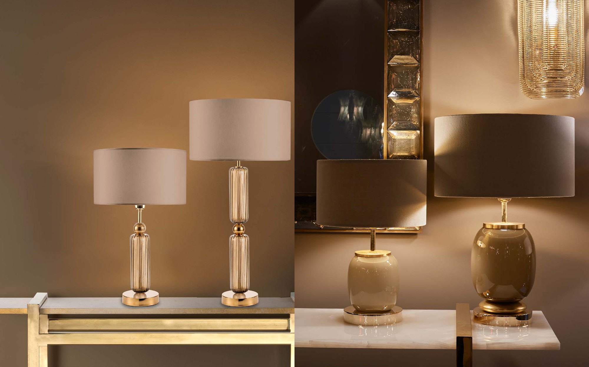Villari Home Couture table lamps on consoles &ndash; Italian luxury porcelain
