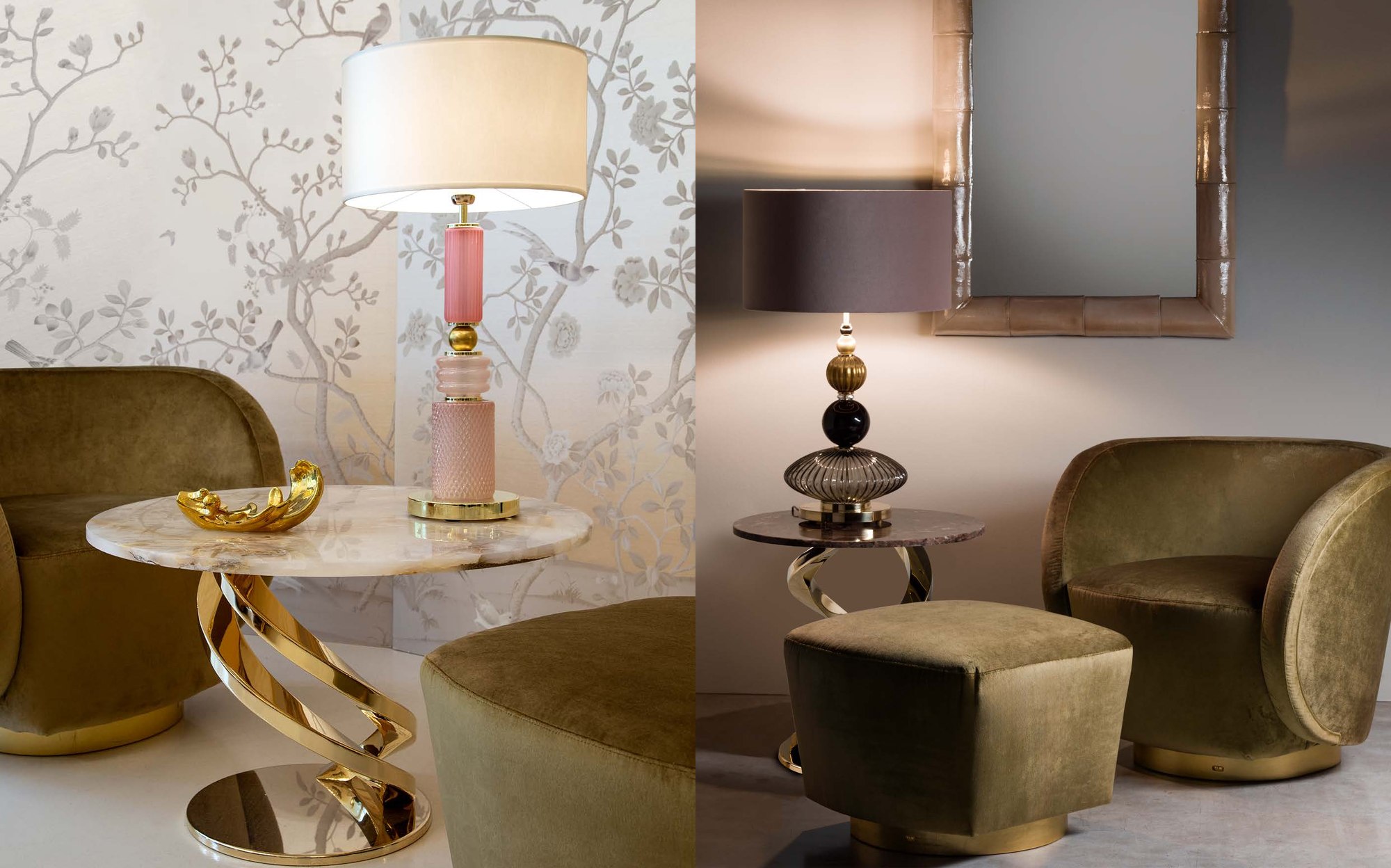 Villari Home Couture side table, armchairs and table lamps &ndash; Italian luxury porcelain