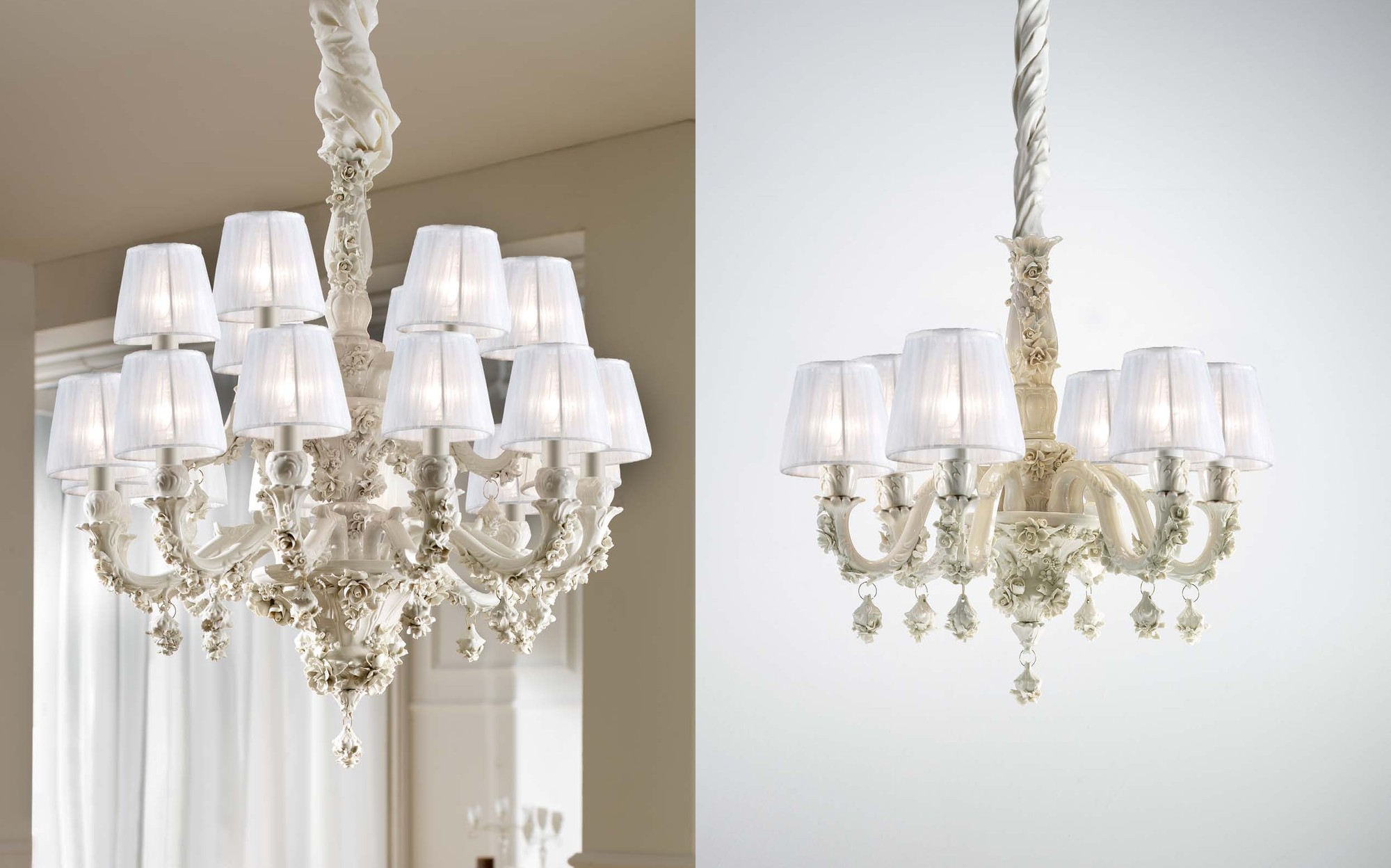 Villari Home and Light белые фарфоровые люстры с абажурами Villari Home and Light белые фарфоровые люстры с абажурами – итальянский фарфор люкс