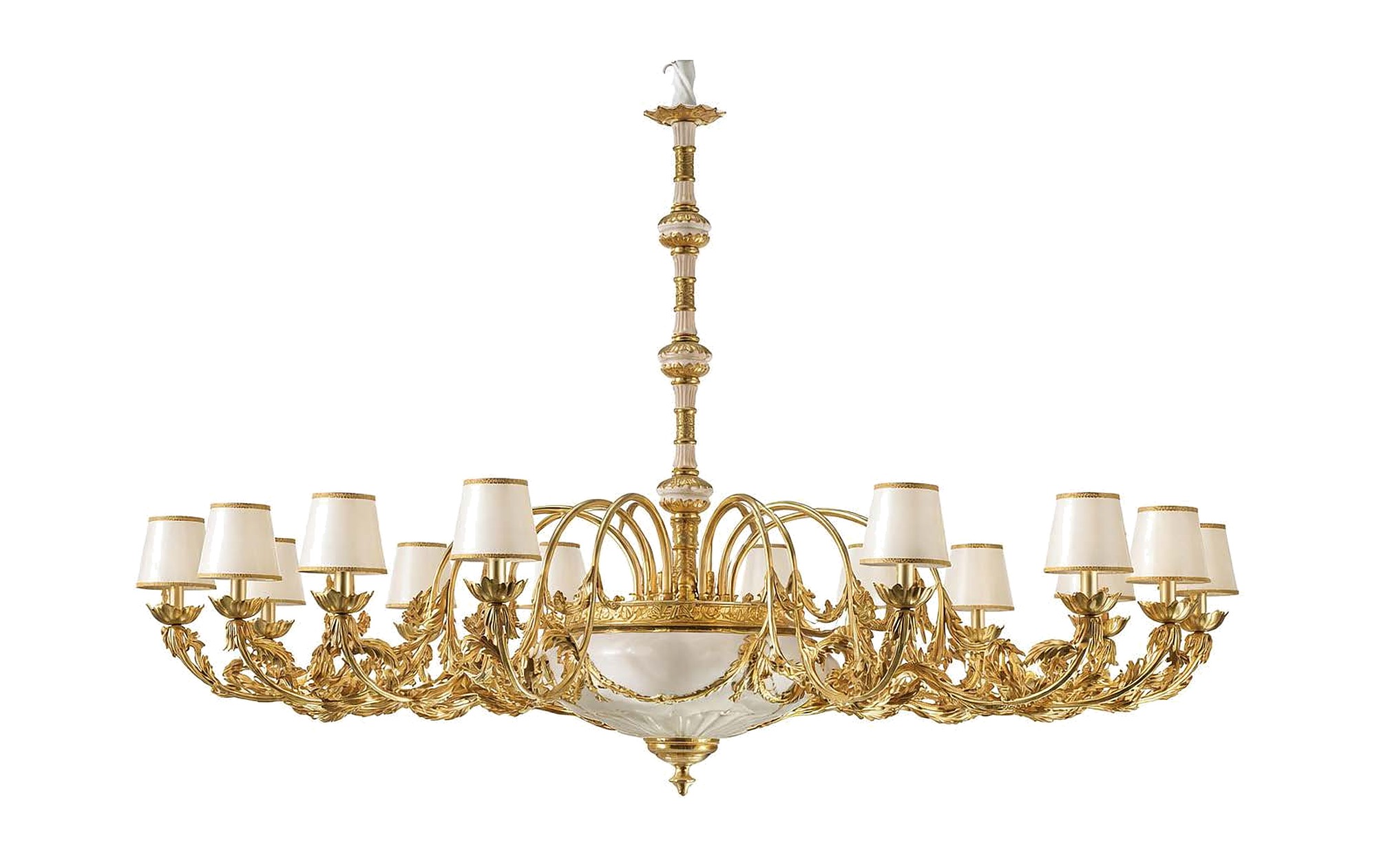 Villari Newness 2026 gold chandelier with shades Villari Newness 2026 gold chandelier with shades – Italian luxury porcelain