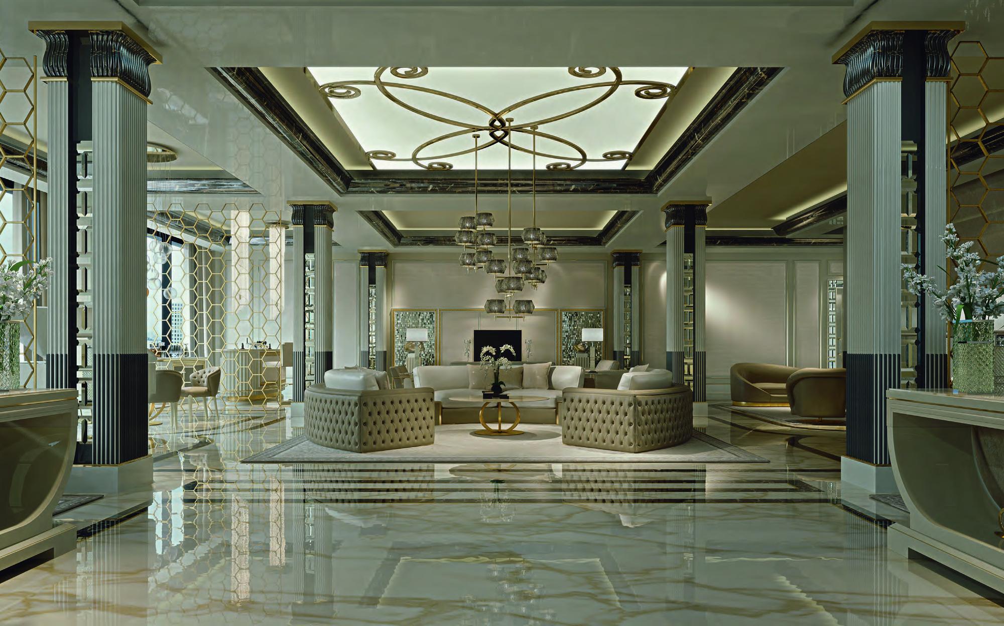 Zanaboni Contemporary Project grand living room with columns and capitonne armchairs Zanaboni Contemporary Project grand living room with columns and capitonne armchairs – Italian luxury contemporary furniture