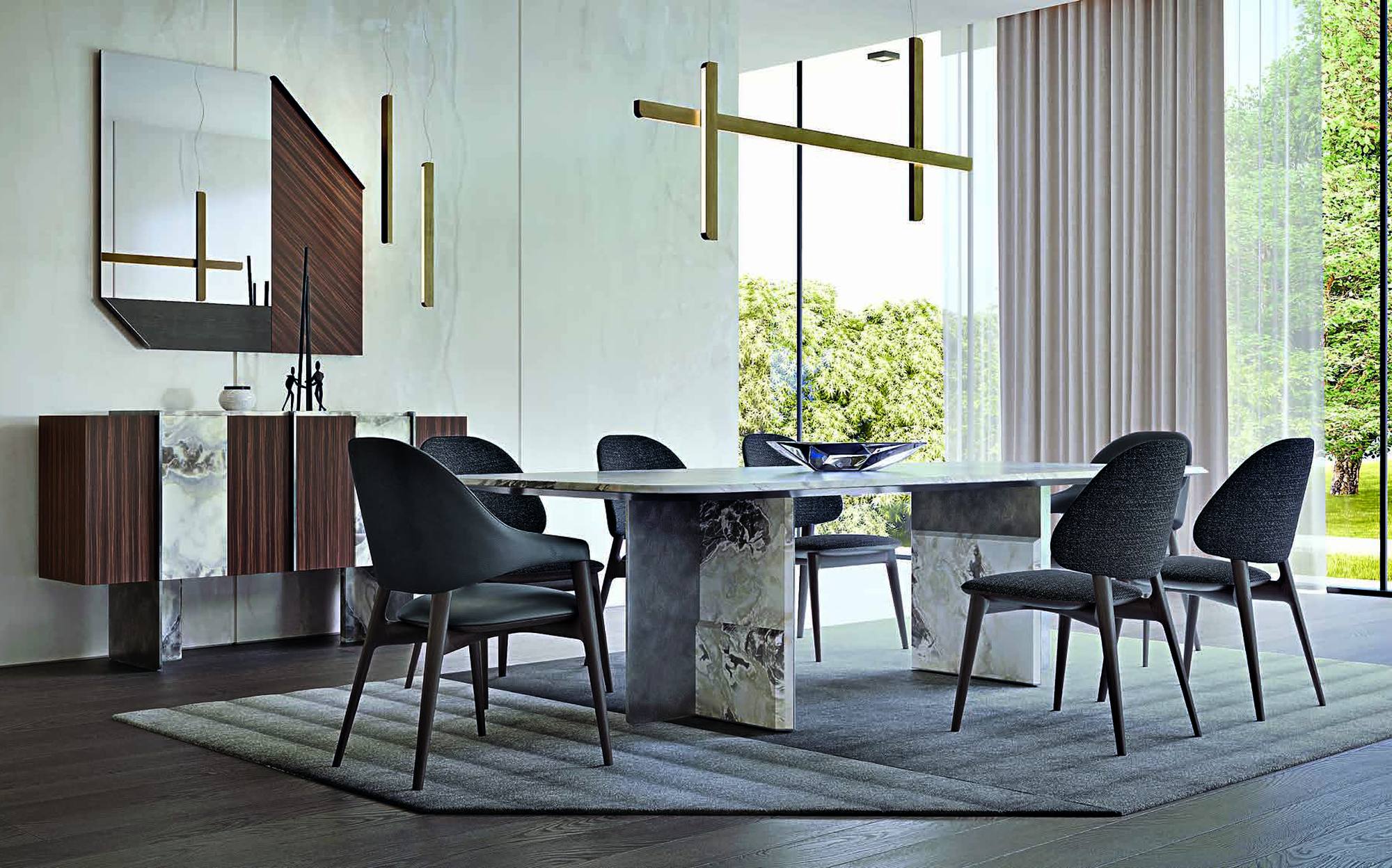 Zanaboni Edizioni Next marble dining table with chairs, sideboard and mirror Zanaboni Edizioni Next marble dining table with chairs, sideboard and mirror – Italian luxury contemporary furniture