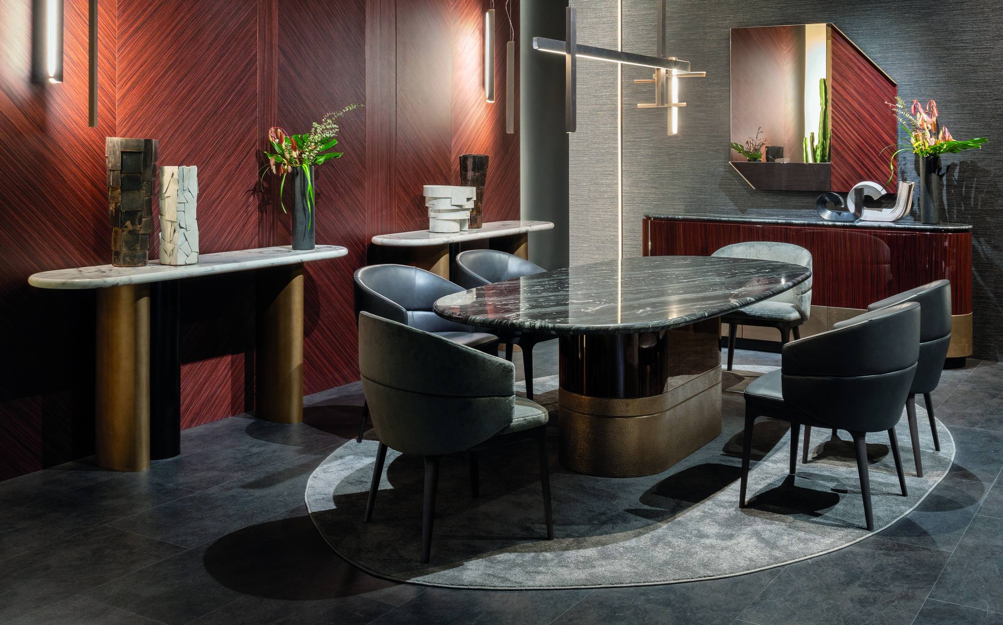 Zanaboni Edizioni Next oval marble dining table with chairs and consoles Zanaboni Edizioni Next oval marble dining table with chairs and consoles – Italian luxury contemporary furniture