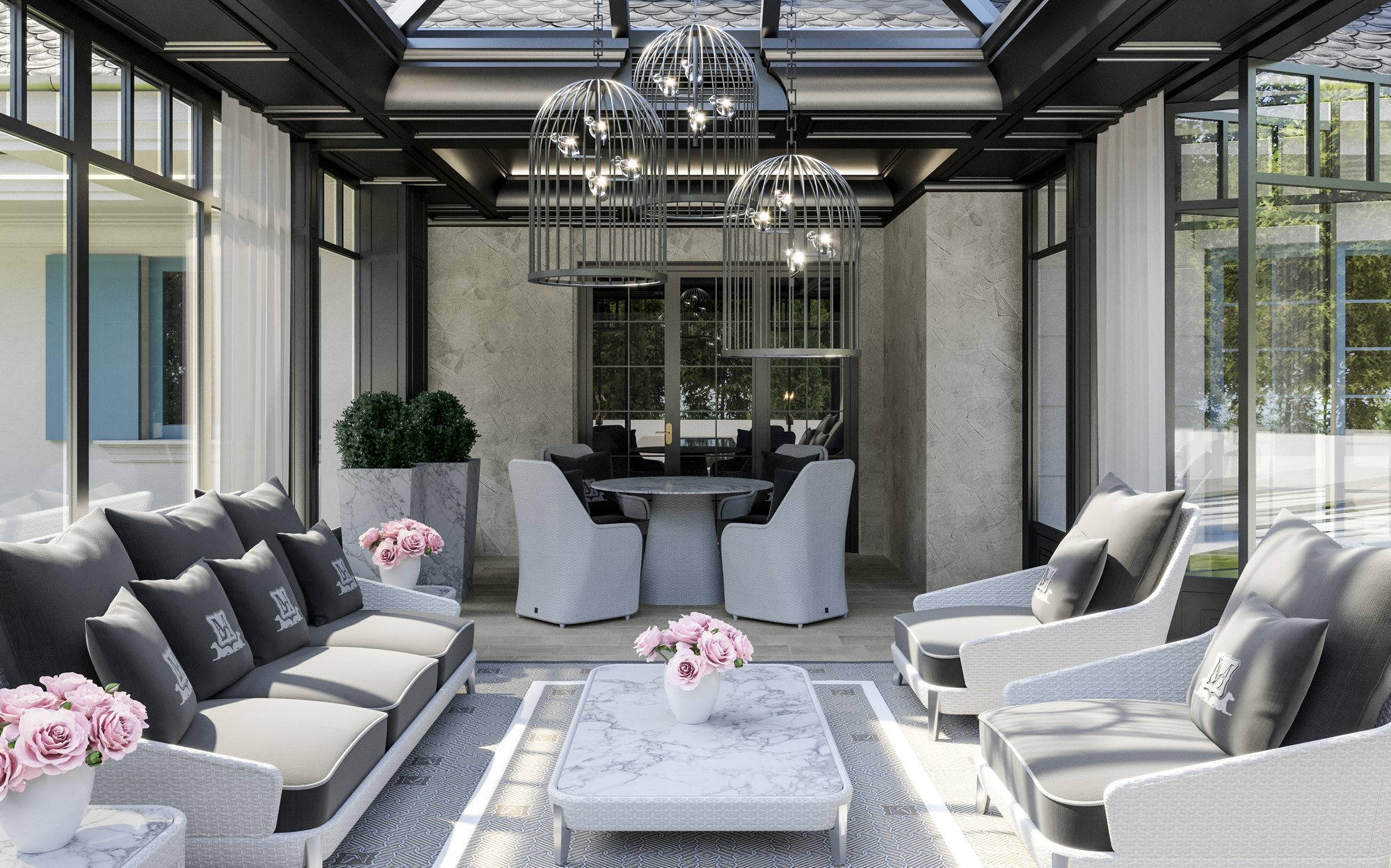 Orangerie Bratislava glass pavilion hospitality project by DFN with iron and glass structure | 101domus