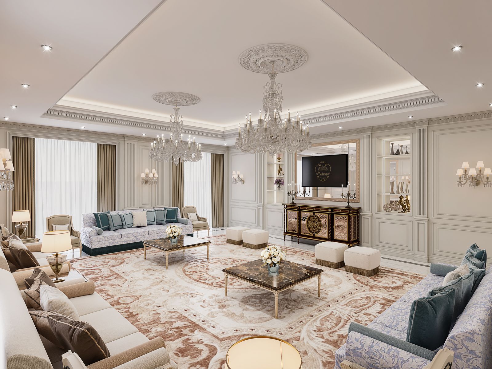 Neoclassical Living Room — Muscat, Oman — Modenese Luxury Interiors | 101domus