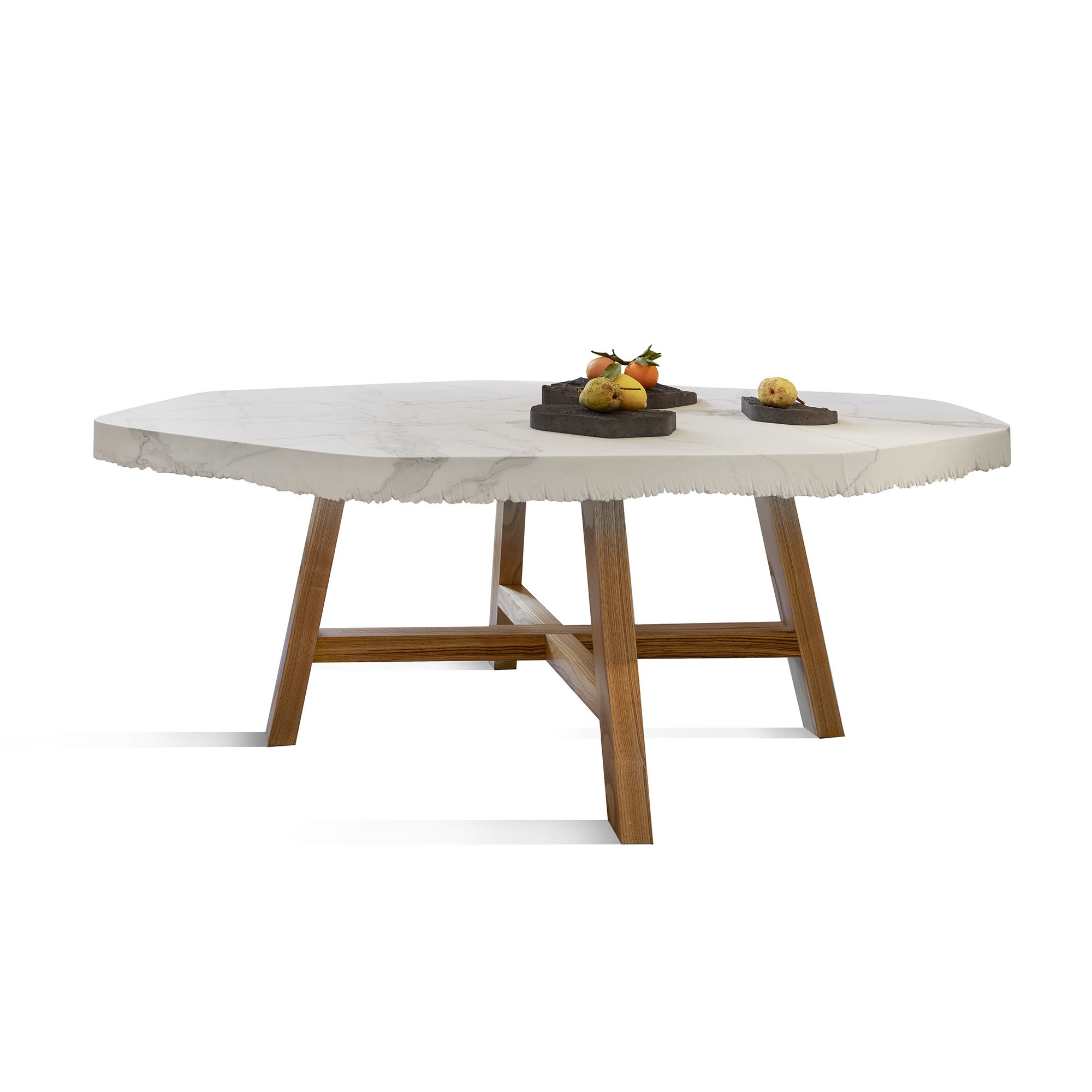 Velato dining table in Carrara marble, Italian luxury marble furniture by Bufalini