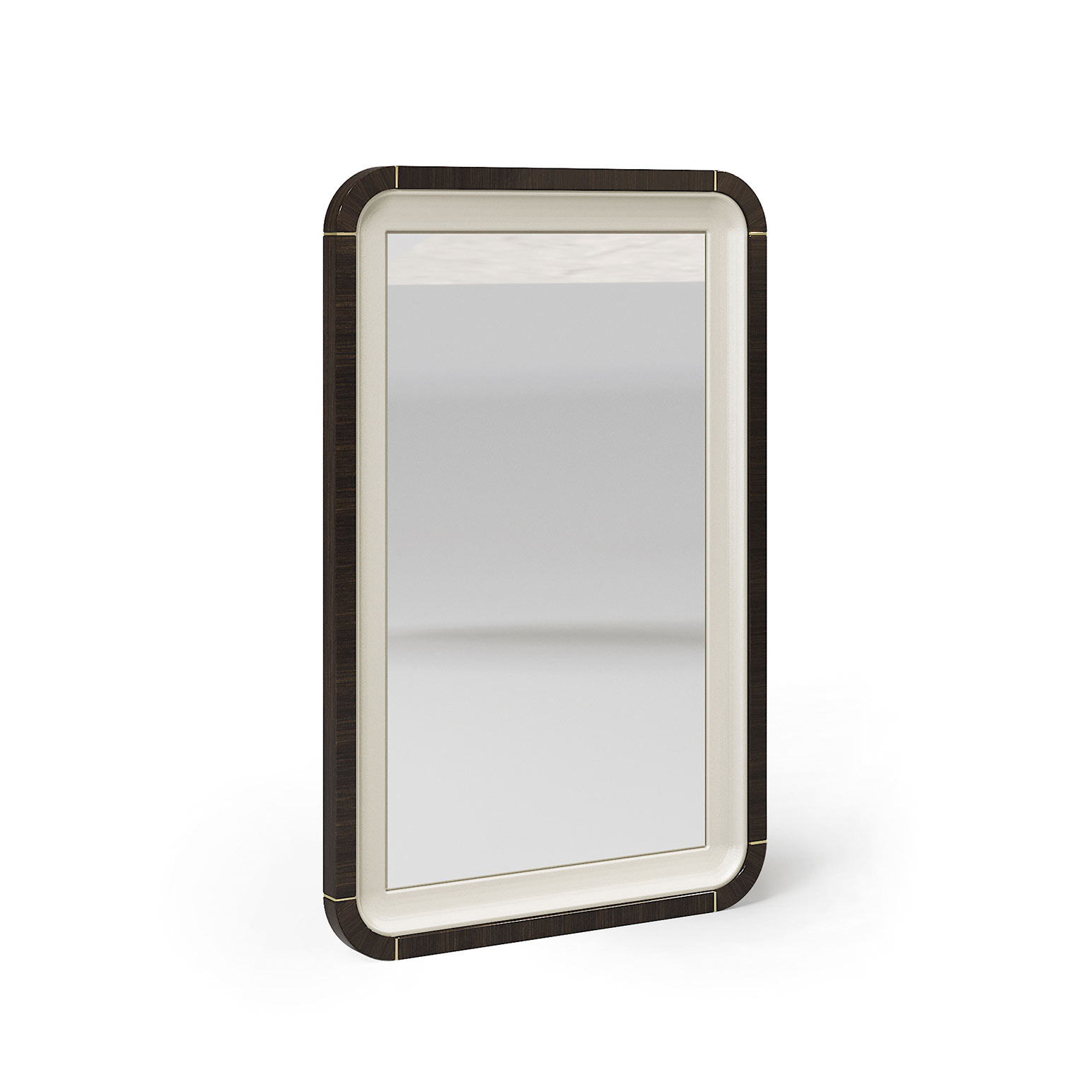 Ceppi Ares mirror in eucalyptus with brass inserts
