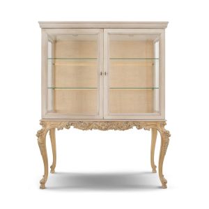Display cabinet with carved wooden base