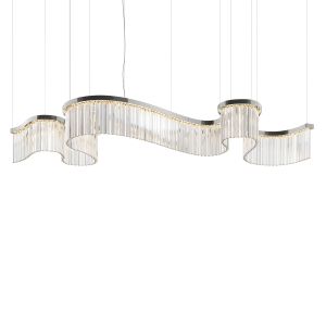 Serpente chandelier with transparent Murano glass triedri
