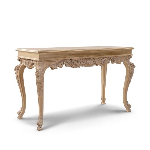 Console with carved wooden top and base