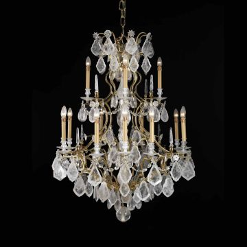 Badari Versailles Rock 16-Light Chandelier with Rock Crystal Pendants