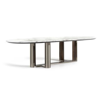 Giorgio Collection Luxor Boat Shape Oval Table with Marble Top
