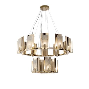 Il Paralume Marina Round Chandelier Carrara Marble 18 Lights