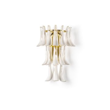 Il Paralume Marina Murano Glass Wall Lamp Transparent White Leaves