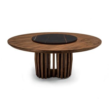 Riva1920 Shang Wood Table Round Solid Walnut