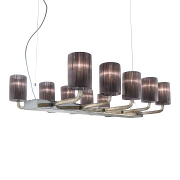 Sylcom Linear Pendant Can Can 10 Lights Smoked