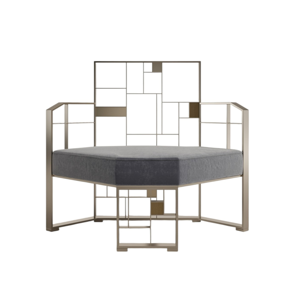 Galbiati Fratelli Mondrian L armchair, Italian luxury brass furniture