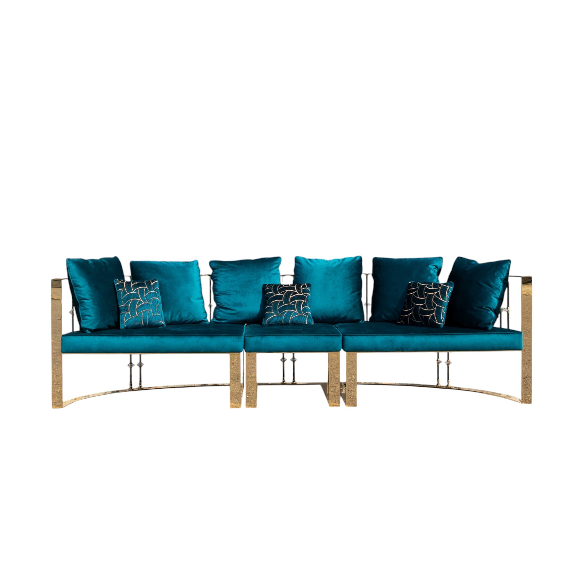 Galbiati Fratelli Tammi modular sofa, Italian luxury brass furniture