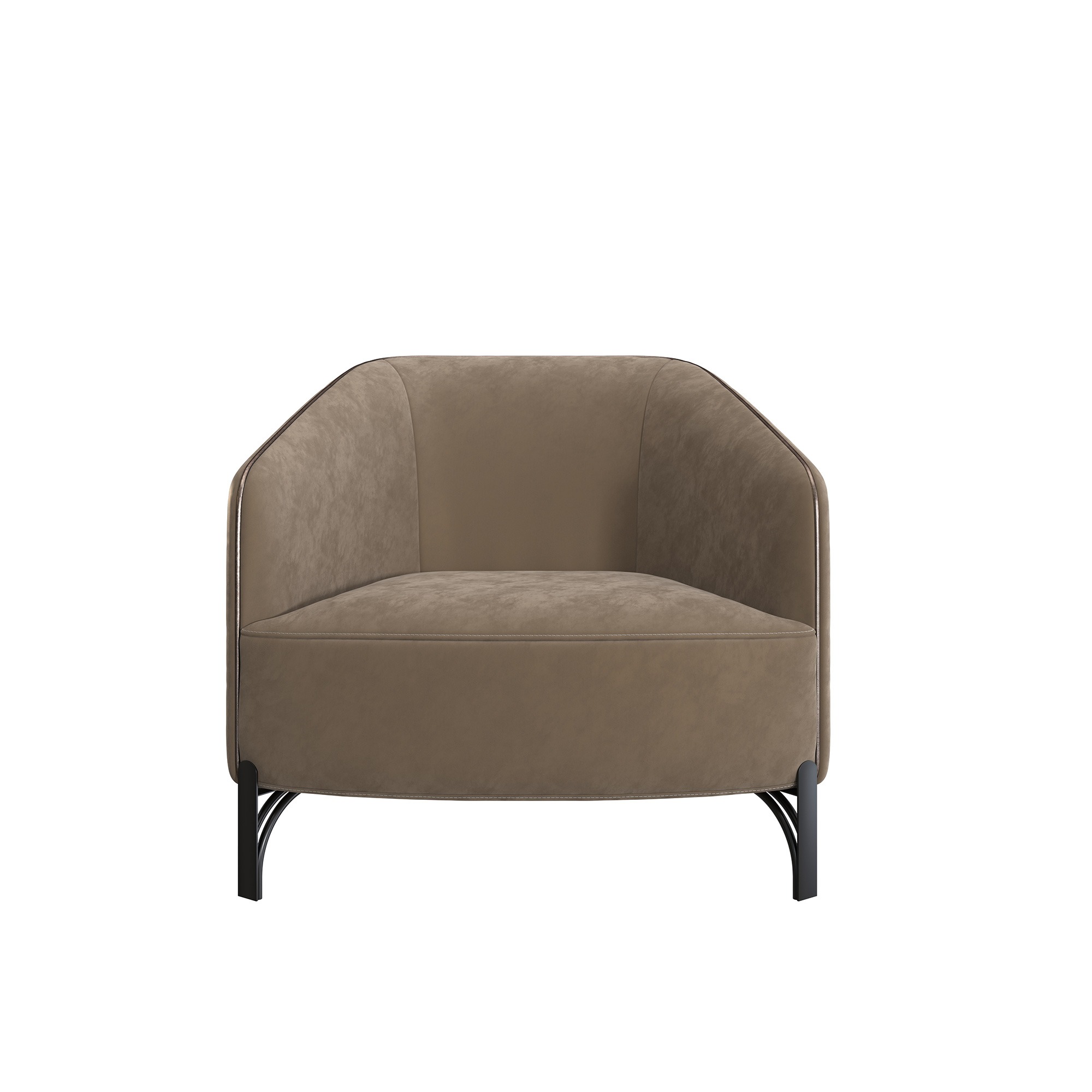 Morello Gianpaolo Flare Armchair 01, leather luxury Italian armchair with Black Chrome base