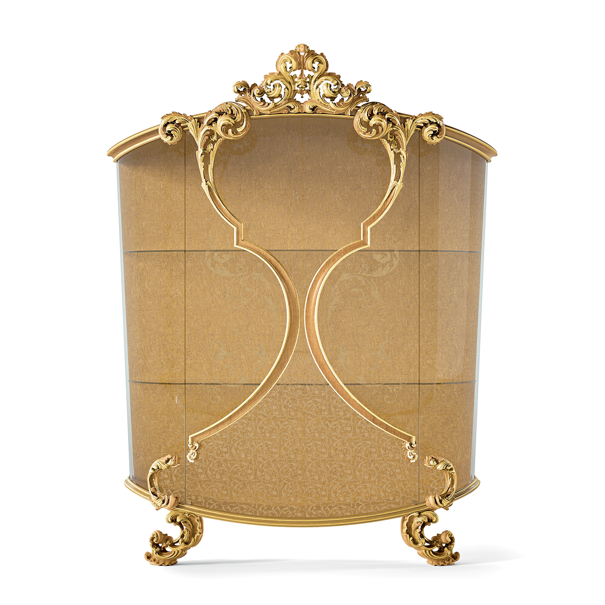 Curio cabinet with two doors by Riva Mobili d'Arte, Italian classic luxury furniture with hand-applied marquetry