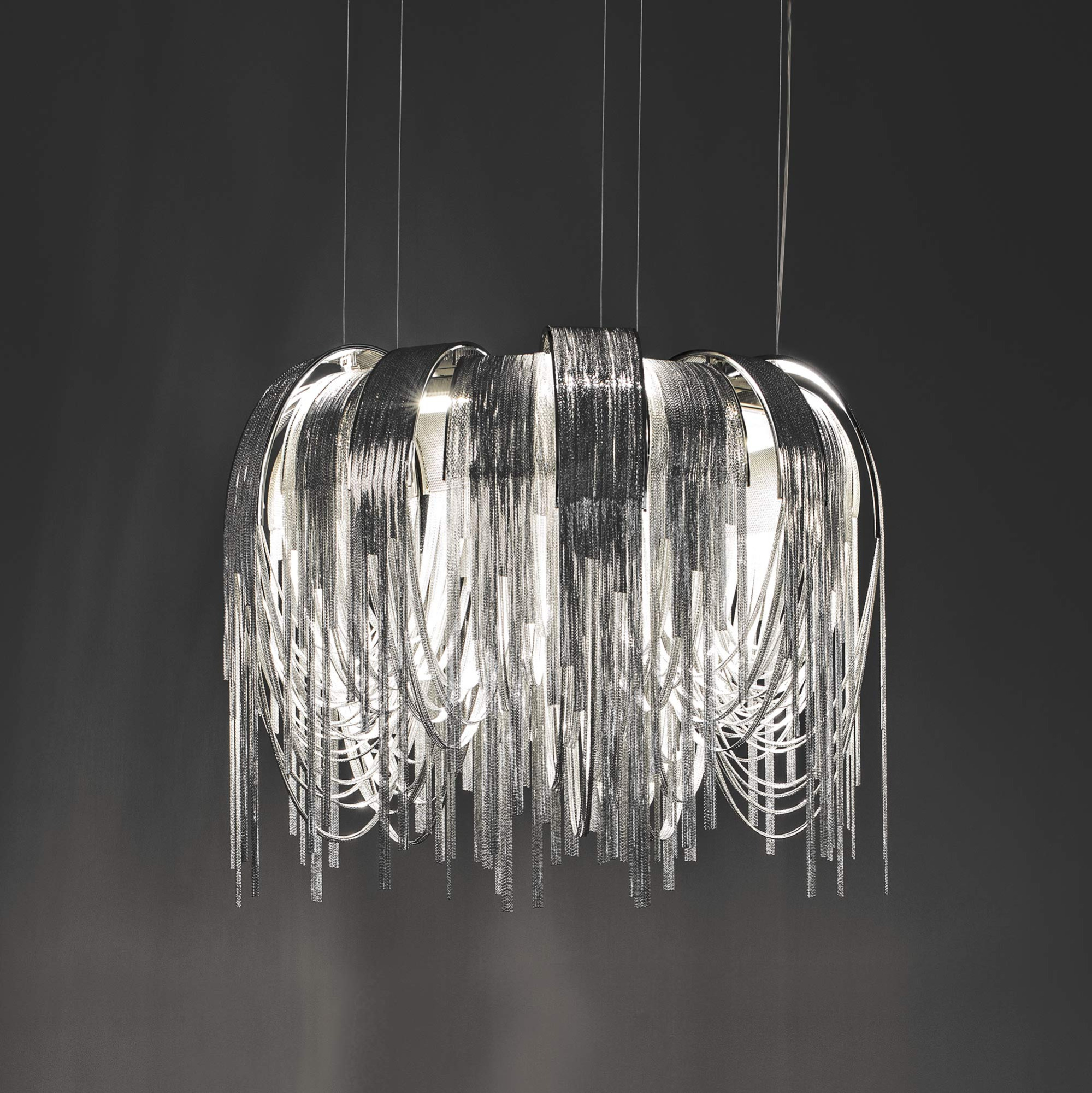 Terzani Volver Round Chandelier, LED sculptural pendant light from a leading Italian lighting designer