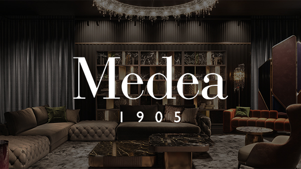 Официальный логотип Medea 1905 – Роскошная классическая мебель Made in Italy, доступно на 101domus
