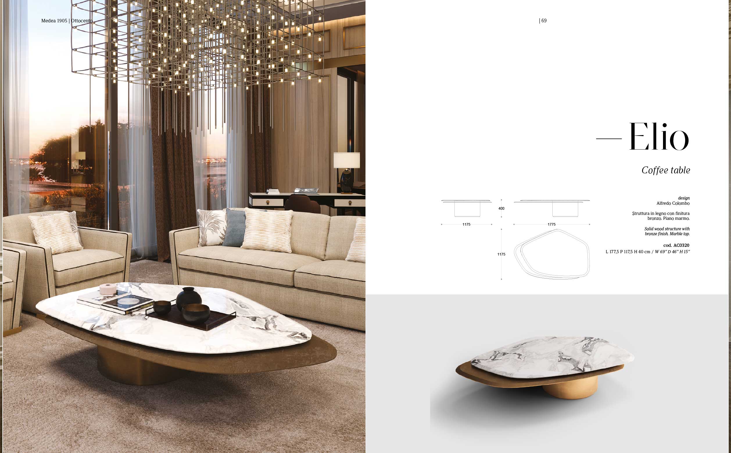 Medea Mood – Elio designer table with exclusive aesthetic on 101Domus Elio coffee table by Medea – Elegant sculptural centerpiece in refined living room setting