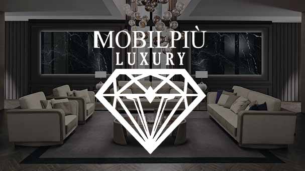 Офіційний логотип Mobilpiù Luxury – Розкішні меблі Made in Italy, доступно на 101Domus